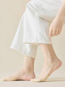 4 Pares/paquete Calcetines Invisibles De Media Pierna Para Mujer En Verano, Calcetines Para Barco Sin Mostrar Con Correas