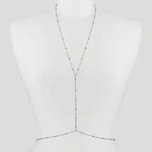 18K Gold Plated Stainless Steel Round Ball Design Body Chain Necklace For Women, Minimalist Style For Beach Wear'