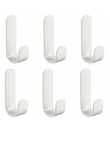 6pcs Adhesive Hooks, Coat Hanger, Wall Hanging Hooks, No Drilling Needed For Hanging Bags, Towels, Loofahs, Keys, Hats, Kitchen And Bathroom Space-Saving Wall Hanger With Multiple Utility Hooks, Modern Style Hook Rack For Clothes