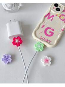 5pcs Colorful Flower Cable Protector, Cute Charger Protector, Cable Winder, Data Cable Sleeve, Compatible For IPhone - Best Gift