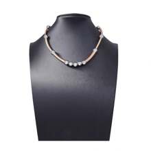 1pc Fashionable High-End Copper Alloy Beaded Necklace, Casual Daily Wear For Women