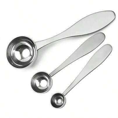 Stainless Steel Multi-Function Measuring Spoon Set, Includes Coffee Scoop, Powder Scoop, Spice Clamp