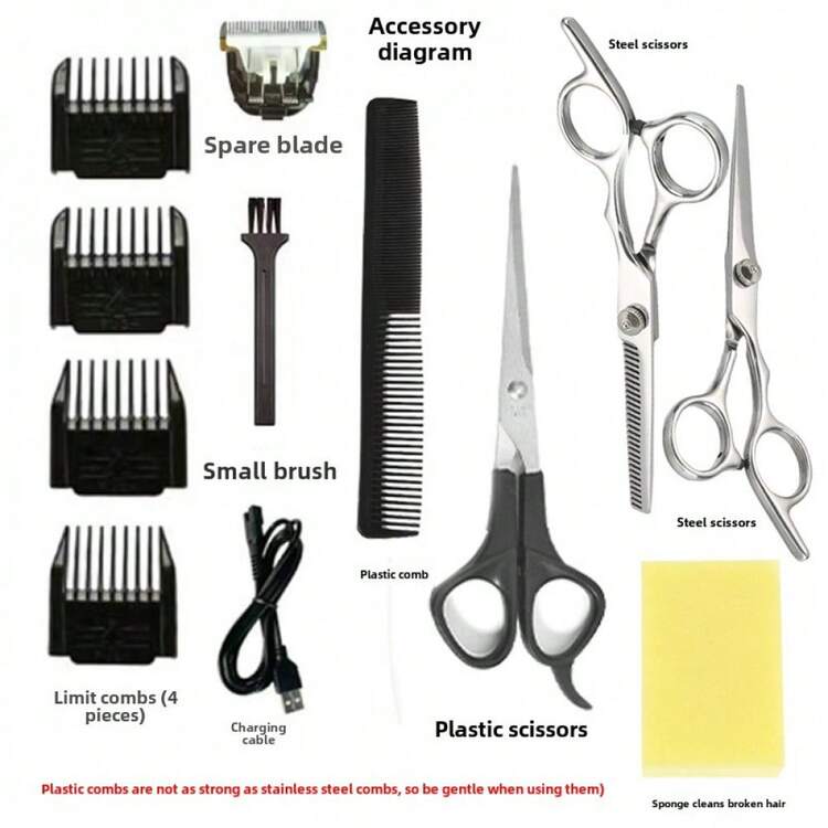 Maquina de cortar el pelo eléctrica recargable y inalámbrica, cortadora de cabello para uso doméstico y de peluquería para hombres - Verde militar - Añade 8