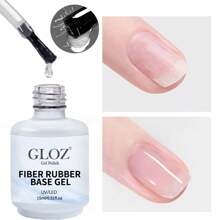 GLOZ 15ML Fiber Rubber Base Gel Nail Strengthener Nail Polish Repair Nail Growth Treatment For Thin And Damaged Nails Gifts For Women