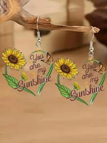 Un paio di orecchini in acrilico 2D a forma di girasole e farfalla, design leggero e durevole, accessori di moda per donne, il regalo perfetto per la festa della mamma o il compleanno