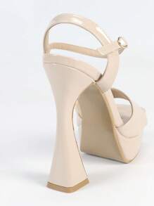 Giày sandal cao gót đế xuồng chống thấm nước, đính đá, kiểu dáng mùa xuân/hè, thoải mái. - Màu be - Xem 3