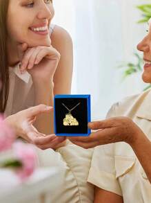 Personalized Papa Mama Bear Family Necklace With Baby Bears Heart And Engraved Names Mother's Day Father's Day Gift For Parent Grandparent Valentines