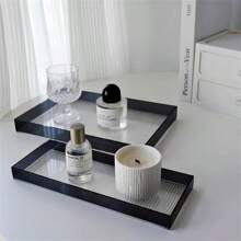 1pc Acrylic Transparent Water Wave Striped Tray, Home Decor, Suitable For Kitchen, Living Room, Jewelry - Clear - View 8