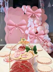 1/3 Unidades Globos con lazo rosa, decoraciones de fiesta con lazo rosa para decoración de cumpleaños rosa, globos gigantes de lámina para decoración de boda, compromiso, despedida de soltera