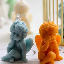 Molde de Silicone de Vela de Anjo Fofo, Molde de Escultura de Anjo de Pilar Romano 3D para Vela Perfumada, Gesso e Resina, Decoração Artesanal DIY, Presentes de Decoração para Casa