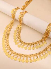 160厘米长链华丽垂坠流苏项链肩链中东奢华新娘礼服肩带身体链女士珠宝派对节日配饰 - 金黃色 - 查看 6