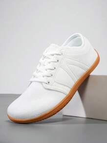 Wide Fit Barefoot Running Shoes Outdoor Breathable Non-Slip Fashion Sports Zero Drop Casual Sneakers Minimalist Walking Men - White - View 2