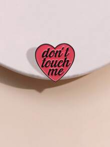 1pc "Don't Touch Me" Red Heart-Shaped Enamel Pins Women's Protection Metal Badge Brooch For Girls - Letter - View 6