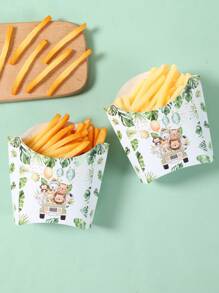 12 件丛林动物风格炸薯条盒、炸薯条架、丛林动物主题生日宝贝派对节日聚会一次性餐具包装盒、一次性爆米花杯、多功能零食容器、食品包装盒、派对厨房用品食品盒 - 叢林動物 - 查看 6