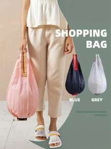 大容量折叠购物袋 - 超轻，尼龙，配有方便的挂扣，方便携带，旅行单肩便携式大号杂货袋，超市袋 - 彩色 - 查看 12