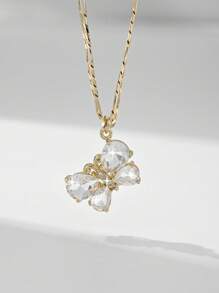 1 pieza Collar con colgante de mariposa chapado en oro de 14K con circonita cúbica, con caja de regalo premium, adecuado para madre/Día de San Valentín, parejas, hermanas, amigos, uso diario o festivo