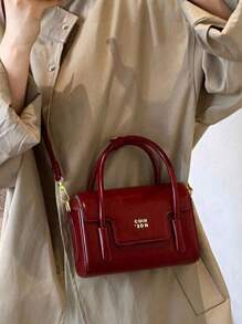 Neue Herbst- und Winter Handtasche in einfarbiger Nischenkonstruktion, modisches Buchstabendesign, vielseitig einsetzbare Umhängetasche, klassisches stimmungsvoller Design, verstellbarer Schultergurt, passend für Dates, Ausgehen, Einkaufen und den Pendlerverkehr. - Rot - Übersicht 3