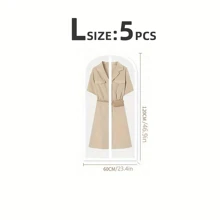 5 pezzi Borse per conservazione di indumenti, Custodie per abiti a cerniera trasparenti e anti-polvere, Custodie per armadi a prova di umidità, Custodie protettive per indumenti trasparenti, Cuciture durevoli, Per uso di abbigliamento, Articoli per la casa ideali