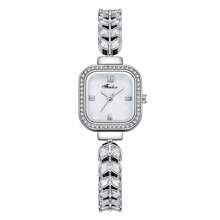 1 Piece Of Ladies' Watch, Fully Diamond-Set, Lightweight Luxury Bracelet Watch, Square And Compact Mermaid Quartz Wristwatch, Suitable For Parties, Gatherings, And Daily Use