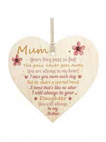 1 szt. Drukowana tabliczka informacyjna z miłością dla mamy Drewniane wiszące serce z napisem "Miłość" ozdoby choinkowe pamiątkowy prezent na dzień matki, wystrój domu, wystrój pokoju, wystrój ściany - Czerwony - Zobacz 9