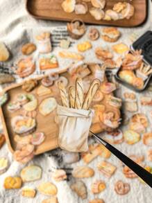 1 盒 100 张复古迷你面包三明治食物图案 PET 装饰贴纸，学校用品，返校 - 均碼 - 查看 4