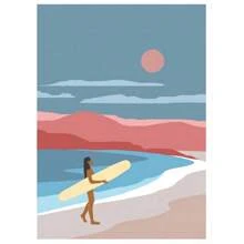 1pc Seaside Beach Scenery Surfing Coconut Trees Travel Posters Canvas Painting Wall Arts Home Decor No Frame