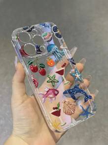 Summer Phone Case Compatible With Iphone 1pc Painted Crystal Ocean World Transparent Phone Case Compatible With Iphone 16e, 16, 13, 15, 15 Pro, 14 Pro, 14 Plus, 7/8 Plus, 11, 12 Pro Max, 13, 14 Pro Max, S24, S23, S25, A06, Great Gift For Friends And Family