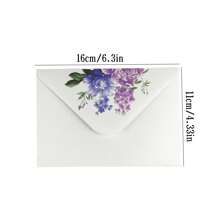 10/20/50 件优雅简约清新白色信封，带有牡丹和紫藤花卉图案，高端卡片，明信片，学校邀请函 - 彩色 - 查看 2