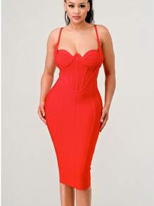 Athina Corset Bandage Mini Dress - 紅色 - 查看 4