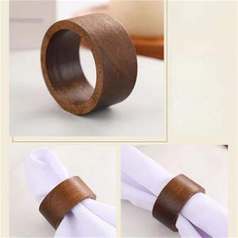 1/6piece Handmade Napkin Rings 1 Piece Set Wooden Farmhouse Rustic Vintage Napkin Ring Holder Round Napkin Rings Bulk Christmas Thanksgiving Holiday Wedding Party Table Decoration
