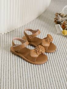 1 par de sandalias casuales con lazo decorativo para niñas, apropiadas para el verano - Marrón - Ver 5