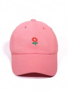 1 pieza Gorra de béisbol con bordado floral unisex para niños, linda y versátil, corona suave, ala curva, transpirable, para deportes al aire libre, campamento, protección solar