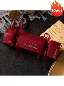 10 件糖果形礼盒，派对礼盒带丝带糖果盒，适用于婚礼情人节新娘送礼会生日派对 - 彩色 - 查看 16