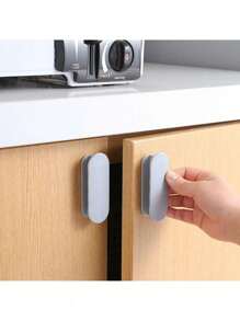 2 件自粘式塑料门把手，椭圆形推拉窗柜抽屉把手，衣柜玻璃门把手，多用途把手，无需钻孔安装辅助装置 - 彩色 - 查看 5