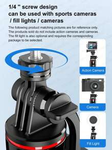 AXNEN Tripé de Selfie Portátil de 51" com Luz de LED, Rotação de 360°, Suporte de Celular Destacável, Tripé de Celular Versátil Extensível e Retrátil com Controle Remoto Sem Fio Compatível com iPhone e Smartphones Android/Câmera/GoPro