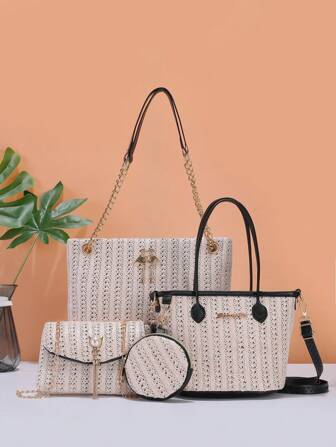 女士四件套组合包 - 时尚必备！单肩包、托特包、斜挎包、迷你包组合，手提包、斜挎包，百搭实用，时尚大容量，适合各种场合，跨境热销单品