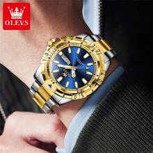 OLEVS Original Luxusmarken-Uhr für Herren, wasserdicht, Edelstahl, klassisch-Lässig, Quarz-Armbanduhr, Business-Datum-Woche, Herren-Uhr, Geschenk