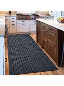 1pc Kitchen Dining Room Carpet Anti Slip Door Mat, Solid Color Stripe Kitchen Carpet Floor Mat, Easy To Clean, Suitable For Hallway, Kitchen, Dining Room, Bathroom, Entrance Door Mat
