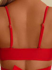 Women's Fashion Tankini Top And Bottom Swimwear Set, Leisure And Holiday - Red - View 4
