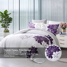 7 Piece Bed In A Bag Bed Comforter Set Queen, Fashion Flower Print  Comforter And Flat Sheet, 2 Pillowshams , Fitted Sheet , Pillowcase Set, Soft Microfiber, Comfortable And Warm Bedding Set, Bedroom Decor For All Seasons, Ideal Gift