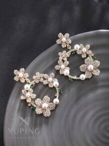 XUPING JEWELRY 1 par de aretes elegantes y lujosos diseñados por Xuping, adecuados para vestidos de fiesta y eventos para mujer, regalo para días festivos