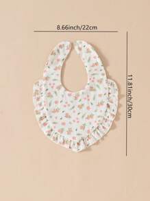 5 件套柔软舒适花卉图案婴儿围兜，带甜美荷叶边 - 彩色 - 查看 5