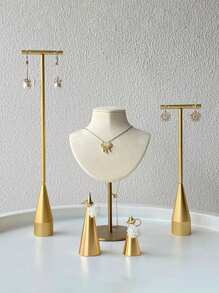 1 件/2 件优雅金属 T 形耳环展示架，戒指展示架，适用于婚礼、情人节、派对礼物展示架，阳光旅行酷炫返校 - 金色 - 查看 5