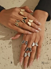 1 szt. Regulowany pierścień w kształcie litery H, materiał miedziany, letnie akcesoria damskie, moda, odpowiedni na codzienne randki, wakacje, wesela, imprezy, walentynki, festiwale damskie, urodziny, rocznice, plaża, prezenty wielkanocne, obrączki ślubne, akcesoria na bal