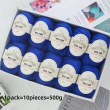 10 包，针织纱，中等厚度针织纱，亲肤保暖，手工针织针织纱，适用于毛衣、披肩、毛毯等。