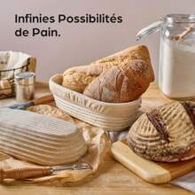 椭圆形发酵碗，手工藤条篮，带布盖，适合酸面团烘焙 - 非常适合万圣节、圣诞节、感恩节发酵和烘焙模具 - 橢圓發酵碗 - 查看 2