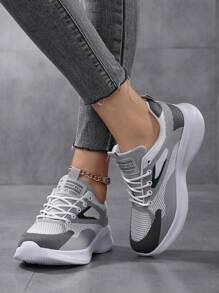 SOSENFER Zapatos deportivos para mujer - Blanco Gris - Ver 5