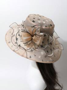 1 件女士时尚字母印花太阳帽，双色花朵防晒帽，透气夏季遮阳帽，可折叠欧根纱拼接宽边沙滩帽，百搭渔夫帽，适合春夏季、旅行和度假 - A - 查看 13