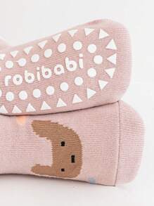 3 Pairs Anti-Slip Rubber Dot Cartoon Animal Print Non-Slip Baby Socks, Comfortable For Infants, All Seasons - Multicolor - View 2