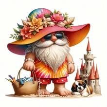 1 件/2 件/3 件夏季矮人带花帽 - 热转印补丁，DIY 熨烫可洗补丁，适用于 DIY T 恤、牛仔裤、运动衫、手提包、枕头 - 彩色 - 查看 1